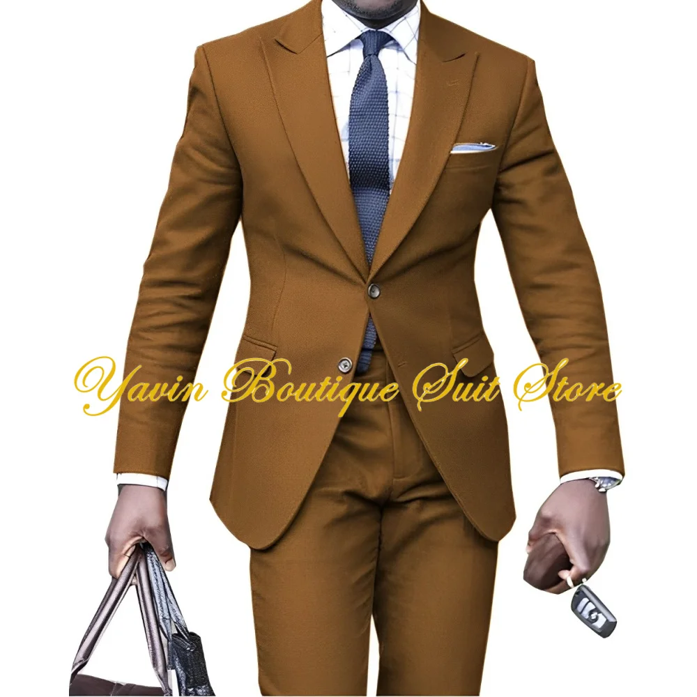 Formal Men Suit Slim Fit Blazer Pants 2 Piece Set Business Office Outfit Wedding Groom Tuxedo Party Dress