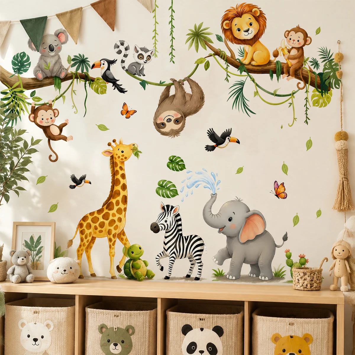 Stiker Dinding Hewan Safari un - Baby Nursery Wallpaper ulasan dan harga
