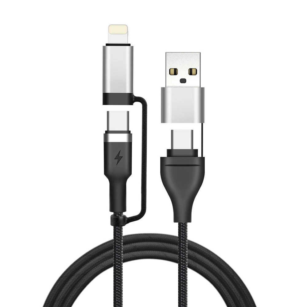 Flemax 4in 1 60W ultra fast charging cable 1.5m(C type/8 pin/C port/fast charging/multi cable)