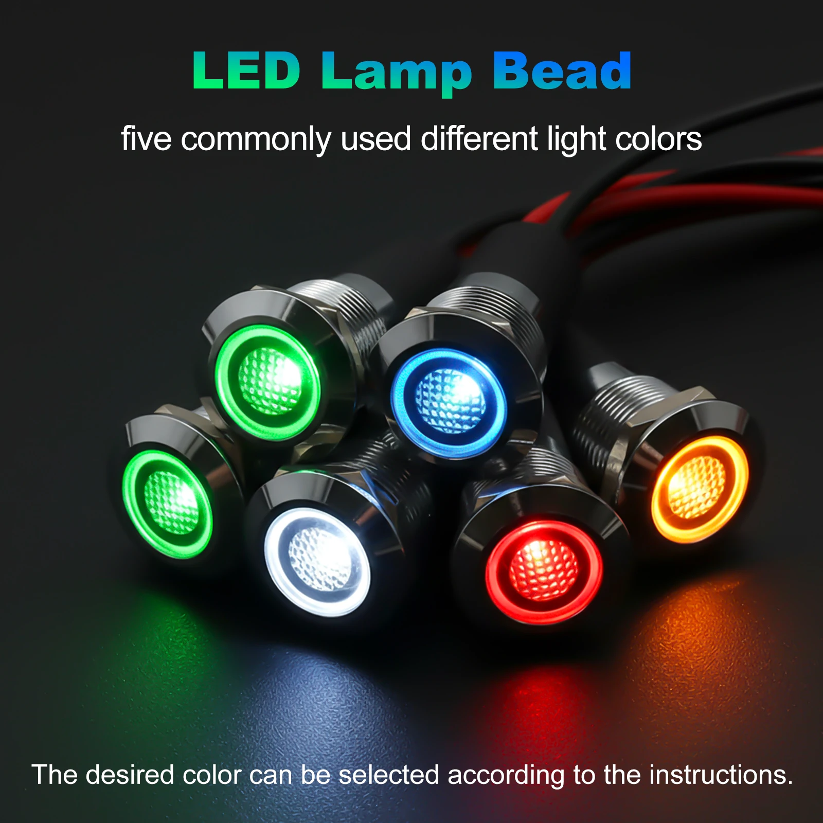 FILN 12mm 12v 24v 110v 220v Metal LED Pilot Panel Gösterge Lambası Uyarı Işığı 20cm Kablo Krom Kaplama Araba Tekne Deniz Aracı