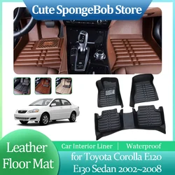 Car Leather Floor Mat for Toyota Corolla E120 E130 Sedan 2002~2008 Foot Interior Liner Waterproof Carpet Pad Custom Accessories