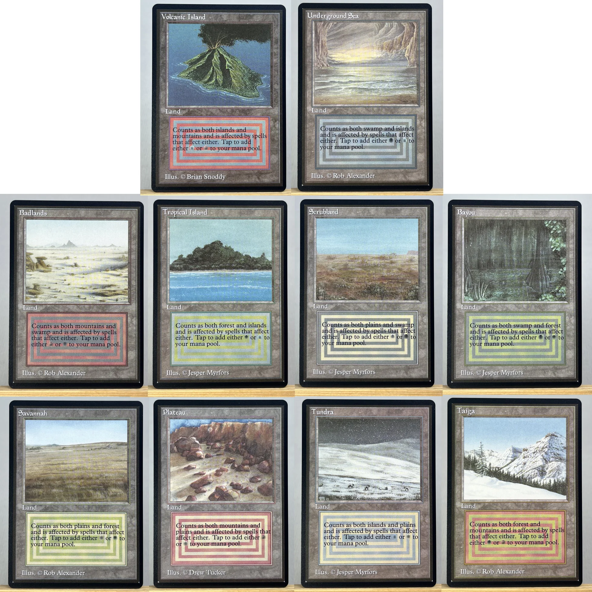 بطاقات BETA المنقحة غير المحدودة MIX2-I02 Tcg الوكيل السحرية ذات الأراضي المزدوجة power9 جزيرة بركانية سوداء لوتس تايغا بايو جمع