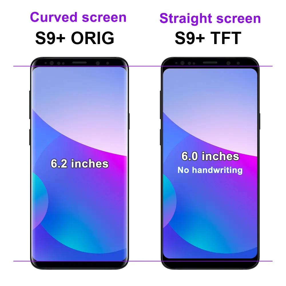 TFT S9 Plus Screen For Samsung Galaxy S9 Plus S9+ LCD Display G965 G965F Touch Screen Replacement Digitizer Assembly with Frame