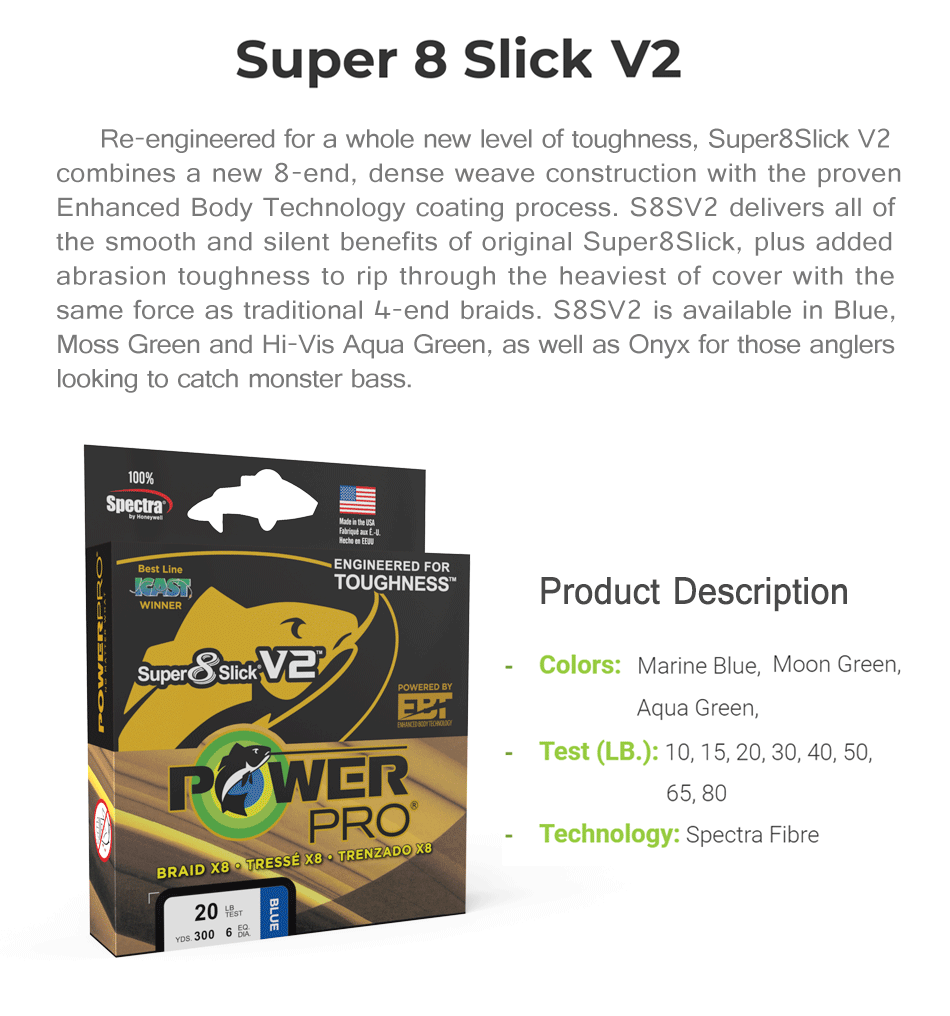 8 Strands POWER PRO SSV2 300Yds Braided Spectra Fishing Line 10~80lb Original USA PE Braid Line PESCA