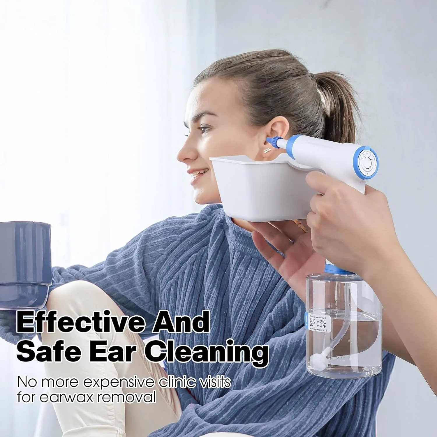 

Ear Wax Removal, Electric Ear Cleaning Kit with Light Ear Irrigation Kit 4 Pressure Modes Safe Ear Flush with Ear Cleaner Basin