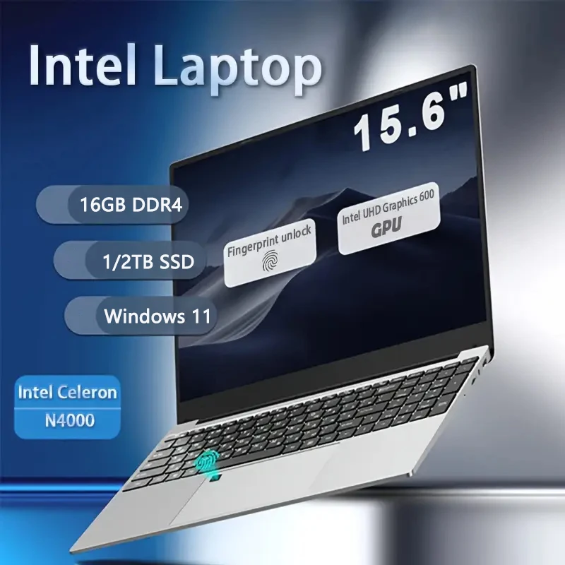 Ordenador portátil de estudio de 15,6 pulgadas, Intel Core i7 8500Y, 16GB de RAM, 1TB, 2TB, SSD, para oficina, PC, desbloqueo por huella dactilar