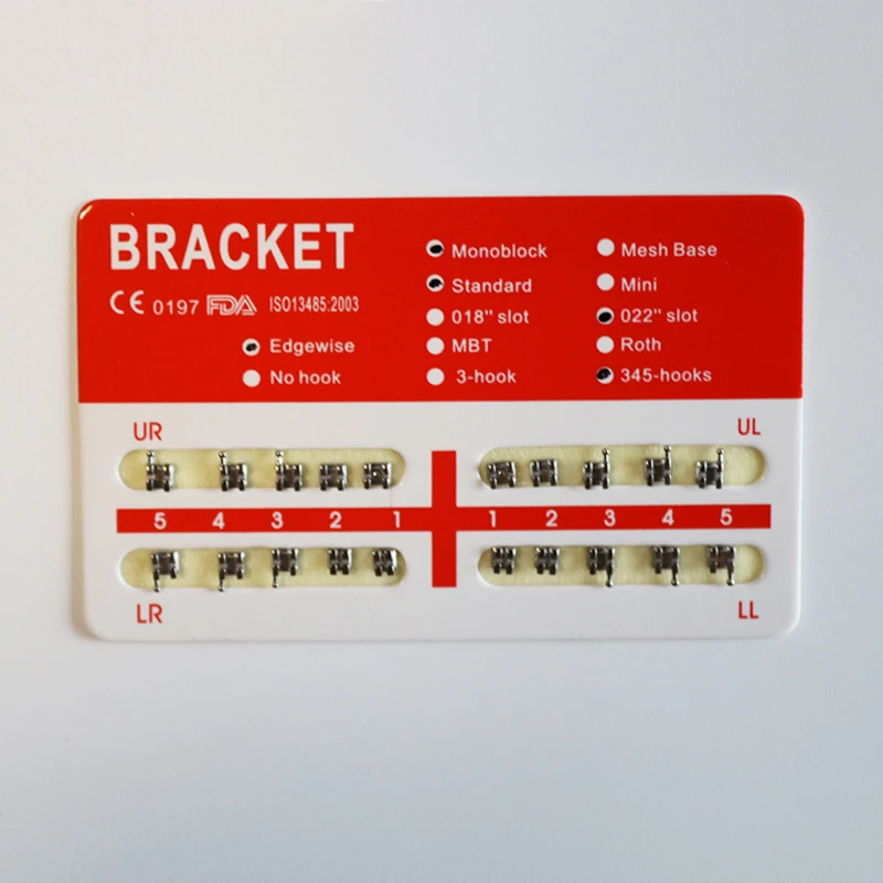 10Packs Dental Braces Brakets Edgewise 345 Hook Standard Red Pad