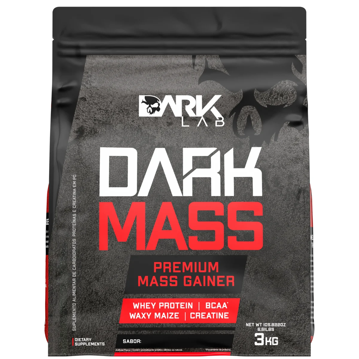 Hipercalorico Dark Mass 3kg Dark Lab - Whey Protein, Creatina, BCAA, Waxy Maize, Premium Mass Gainer