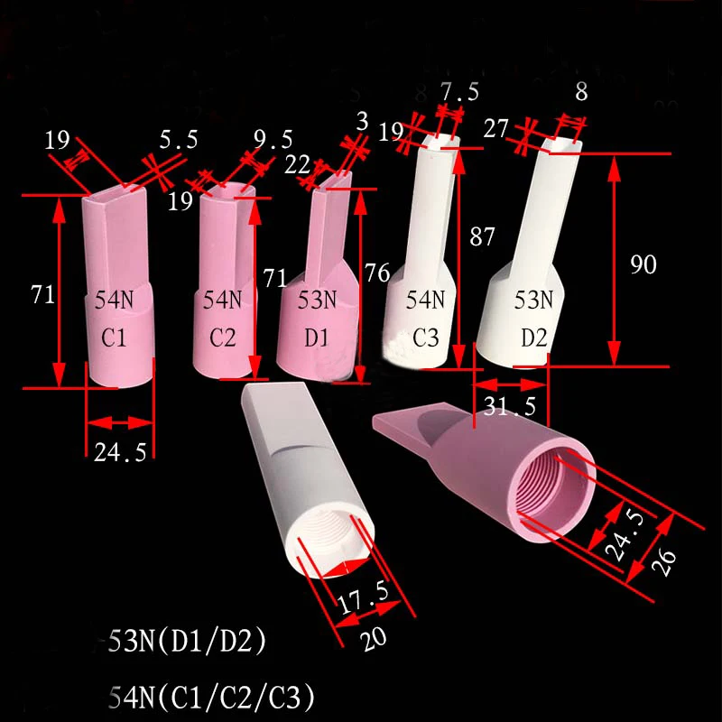 Tig dysza kubek ceramiczny soczewka gazowa Collet dla Wp17/18/26 palnik płaski kształt spawania