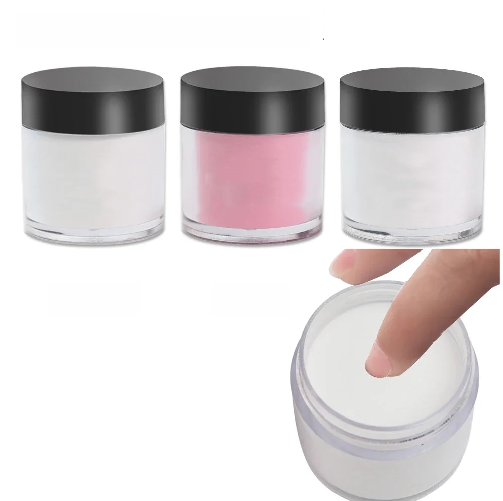 Poudre à tremper acrylique professionnelle, 3 couleurs de base, transparent/rose/blanc, 2 en 1, puissance de trempage des ongles, bricolage, manucure, 10 g/bouteille