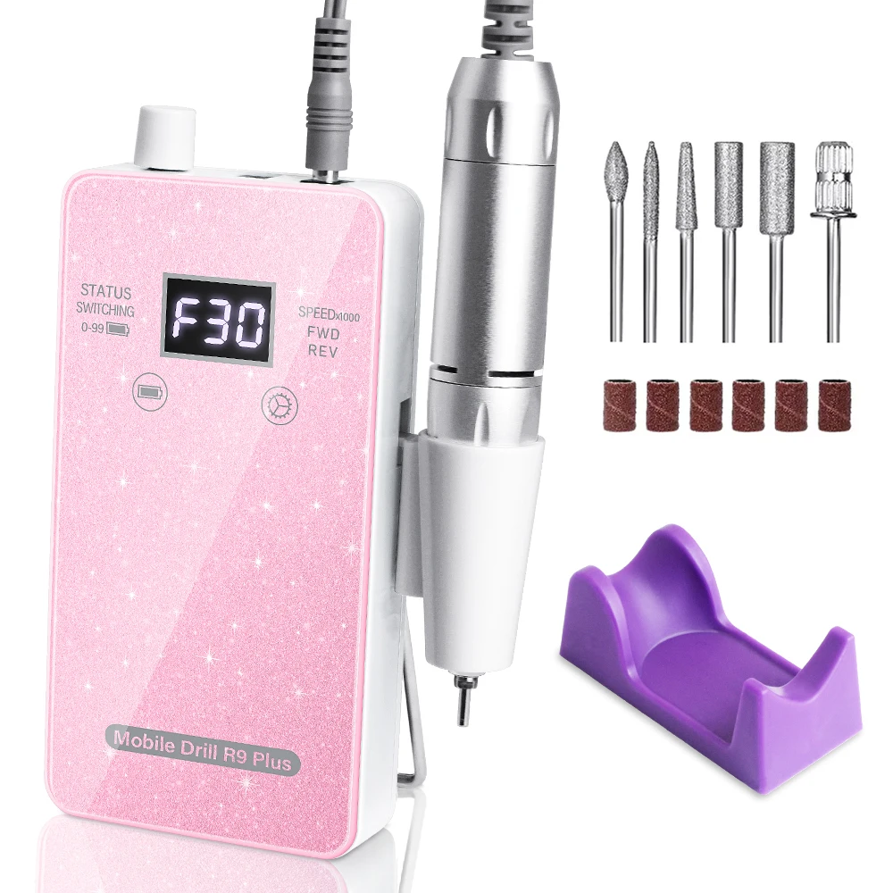 Rechargeable Electric Nail Drill File Machine for Nails Manicure Low Noise Professional Nail Polish Sander Accessories Set