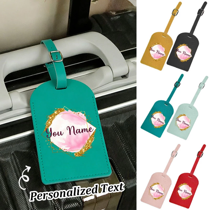 Customizable Luggage Tag Suitable for Travel Vacations，Watercolor Golden Glitter Design,Lightweight Suitable for Business Trips