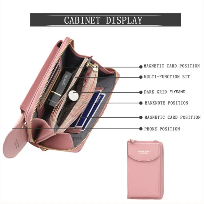 Multifunctional Phone Bag Twill PU Ladies Wallet Large Capacity Travel Wallet For Smartphones Below 6.5 Inches iphone Samsung