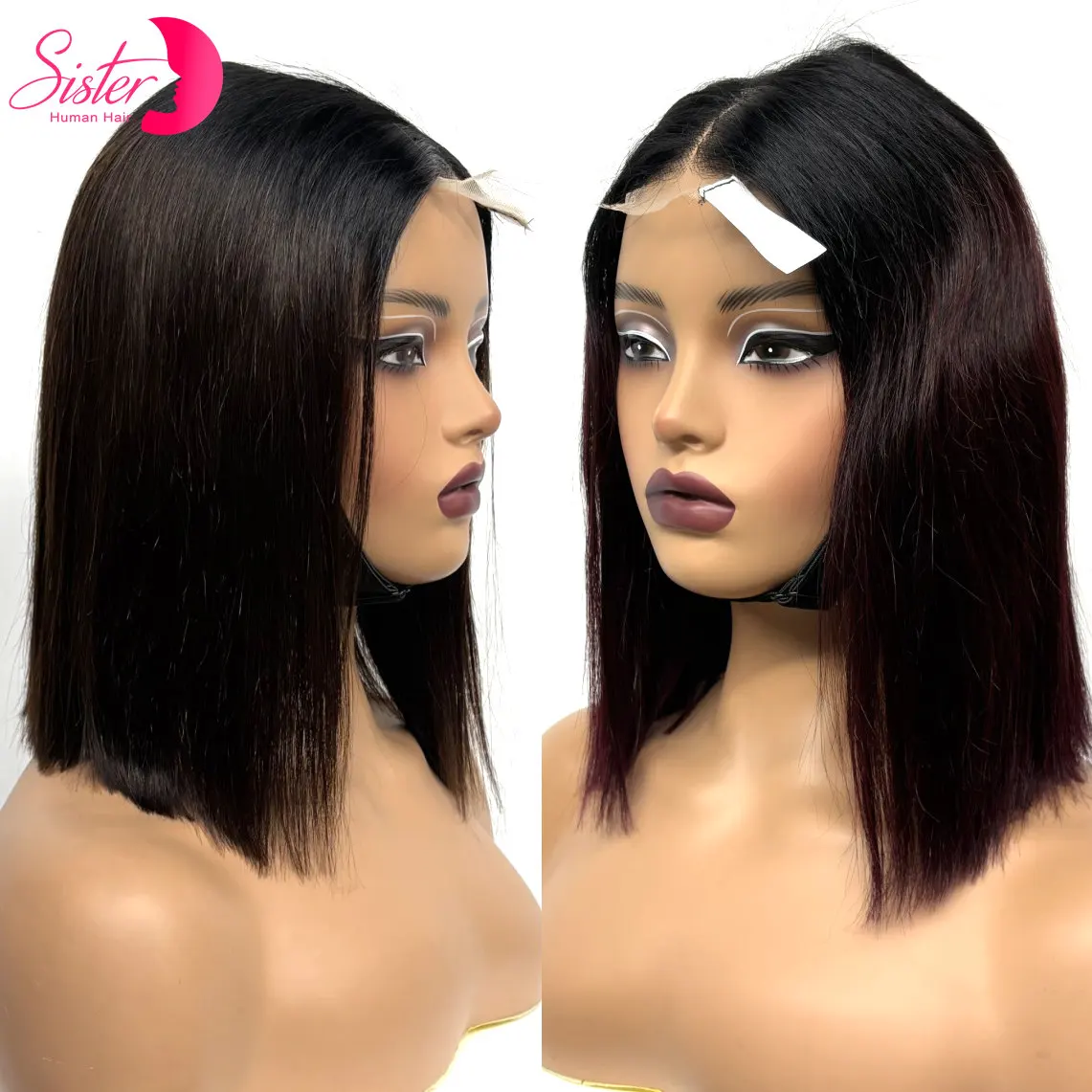 

Straight Bob Wig Human Hair Wigs 2x6 Transparent Lace Closure Short Double Drawn Raw Peruvian Virgin Colored Hair Wigs for Women