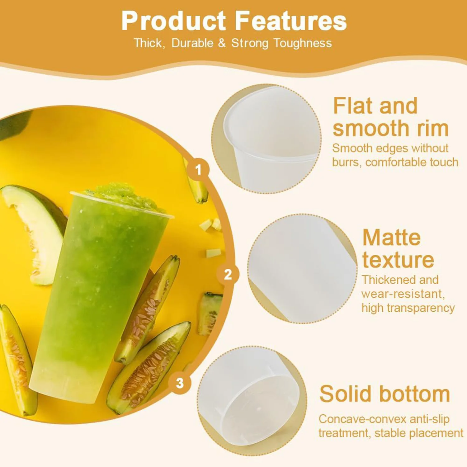50/100-teiliges Set Parfait-Becher, 500ml mattierte Plastikbecher, BPA-frei, wiederverwendbar, geeignet für Partys, Feiern und den Alltag. – Detail 4