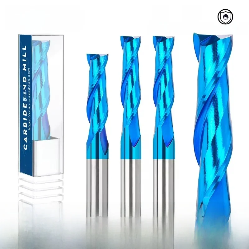 XCAN Frez płaski z chwytem 6 mm Nano Blue Coated 2-ostrzowy frez spiralny Frez z węglików spiekanych Frez CNC Frez końcowy — zdjęcie 2