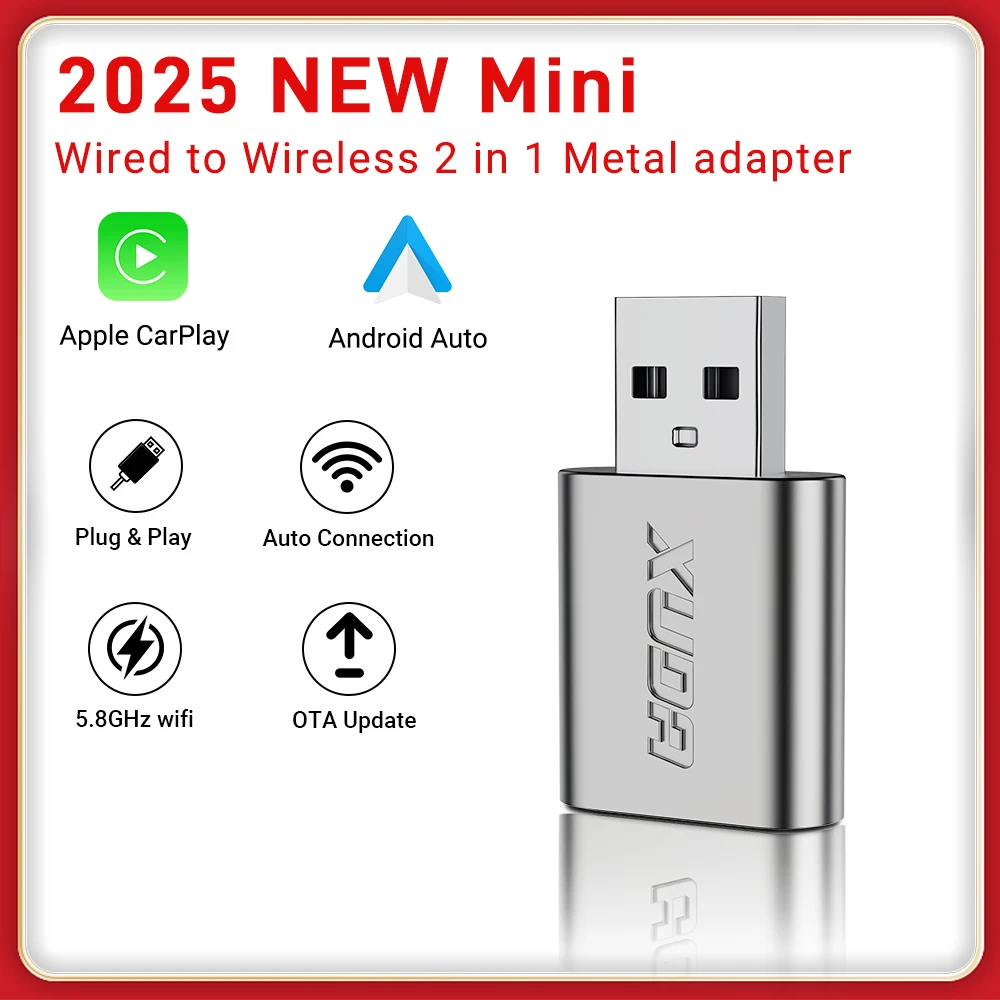 محول CarPlay & Android Auto اللاسلكي 2025 - دونجل توصيل وتشغيل USB/Type-C مدمج، يحول سلكيًا إلى لاسلكيًا، زمن انتقال منخفض #1