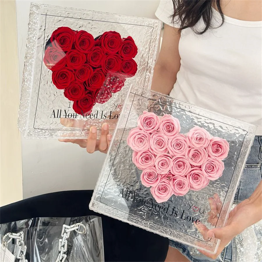 

Preserved Roses And Flowers Eternal Flowers Immortal Rose Cube For Valentine's Day Gifts Home Decorations Wedding Marriage Gift