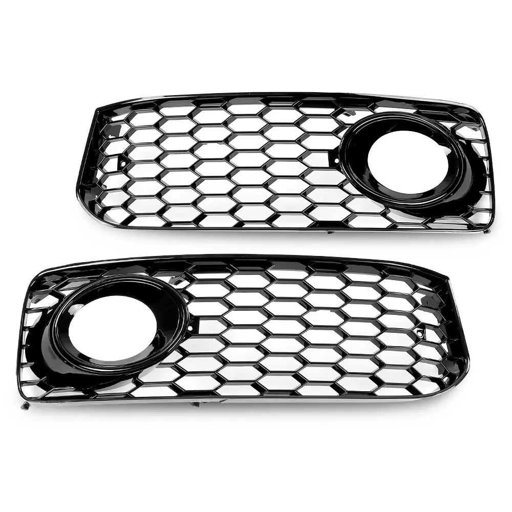 

Fog Light Grilles Grill W/ Trim Fit for 2008-12 Audi A5 S-Line / S5 B8 Rs5 Black Abs Plastic Honeycomb Style Durable Painted