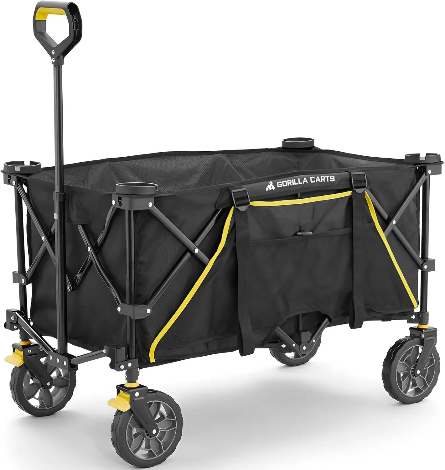 Collapsible Folding Outdoor Utility Wagon, 7 Cu Ft, Black 7 Cu Ft Collapsible Folding Utility Wagon for Beach Trips, Camping, Tailgating and Youth Sports, Folds for Storage