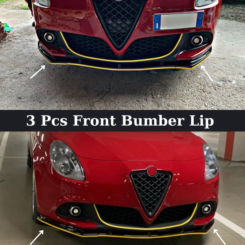 For Alfa Romeo Giulietta Front Bumper Lip Body Kit Spoiler Splitter Diffuser 3 Pcs High Quality ABS Plastic Professional Sport