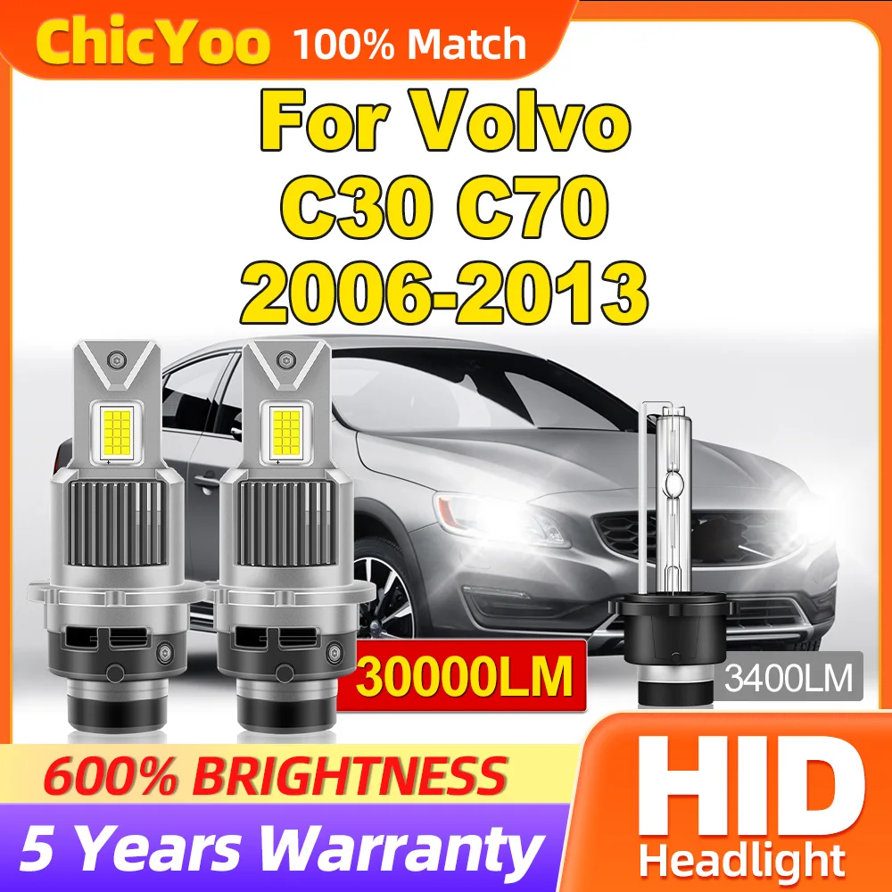 

12V HID Xenon Headlight Bulbs 300W Xenon Lights 30000LM 6000K Car Headlamps For Volvo C30 C70 2006-2008 2009 2010 2011 2012 2013