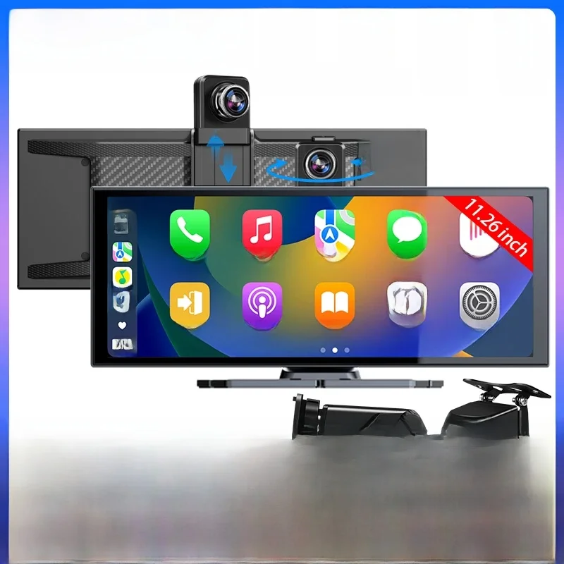11,26 inch Dash Cam Auto DVR 4K Camera Draadloos Carplay Android Auto Touchscreen Dual Len Videorecorder Dashboard BT FM AUX GPS - afbeelding 2