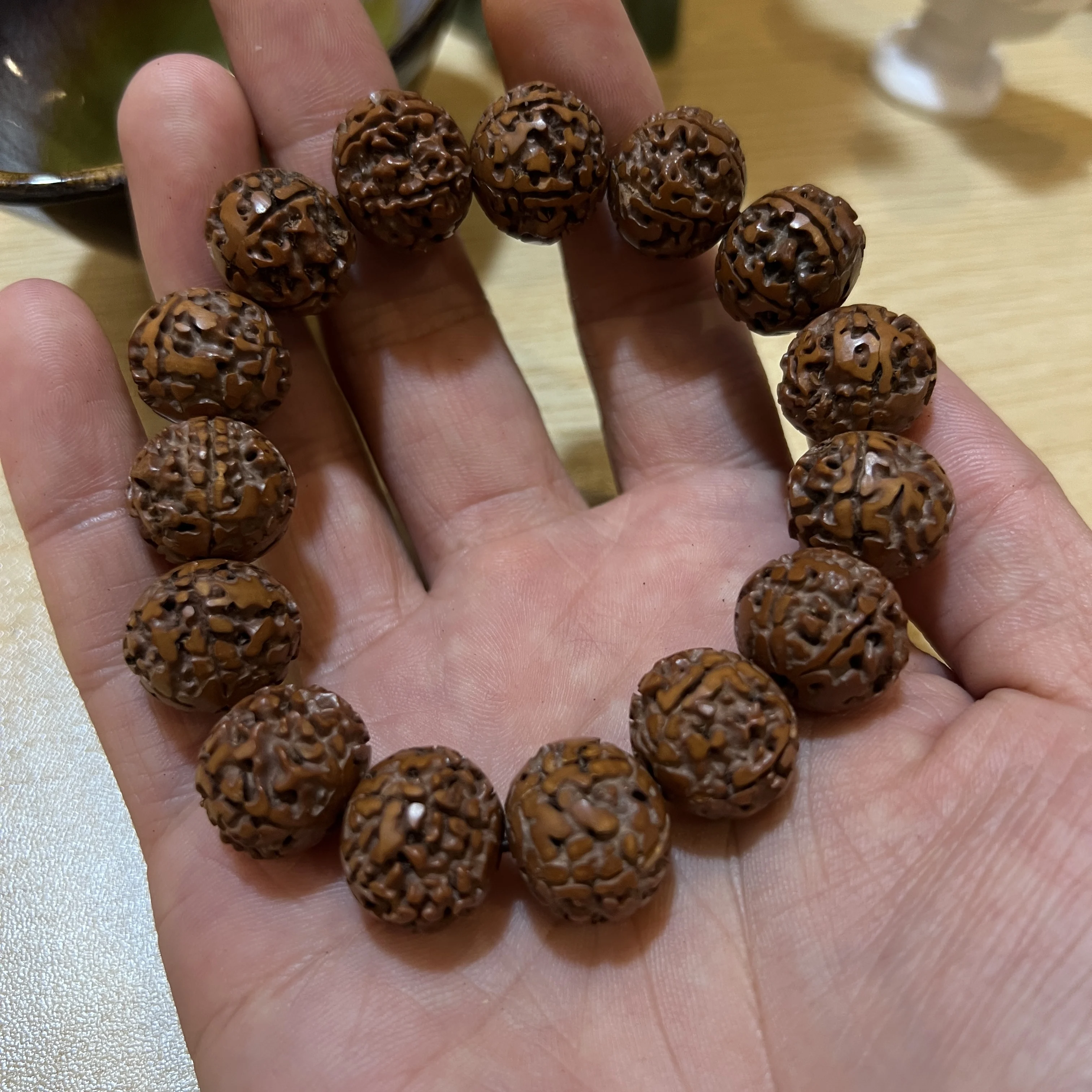 17 مللي متر * 15 مللي متر الطبيعية Rudraksha بوذا الخرز سوار للرجال والنساء ، مجوهرات لليوجا التأمل مالا الخرز