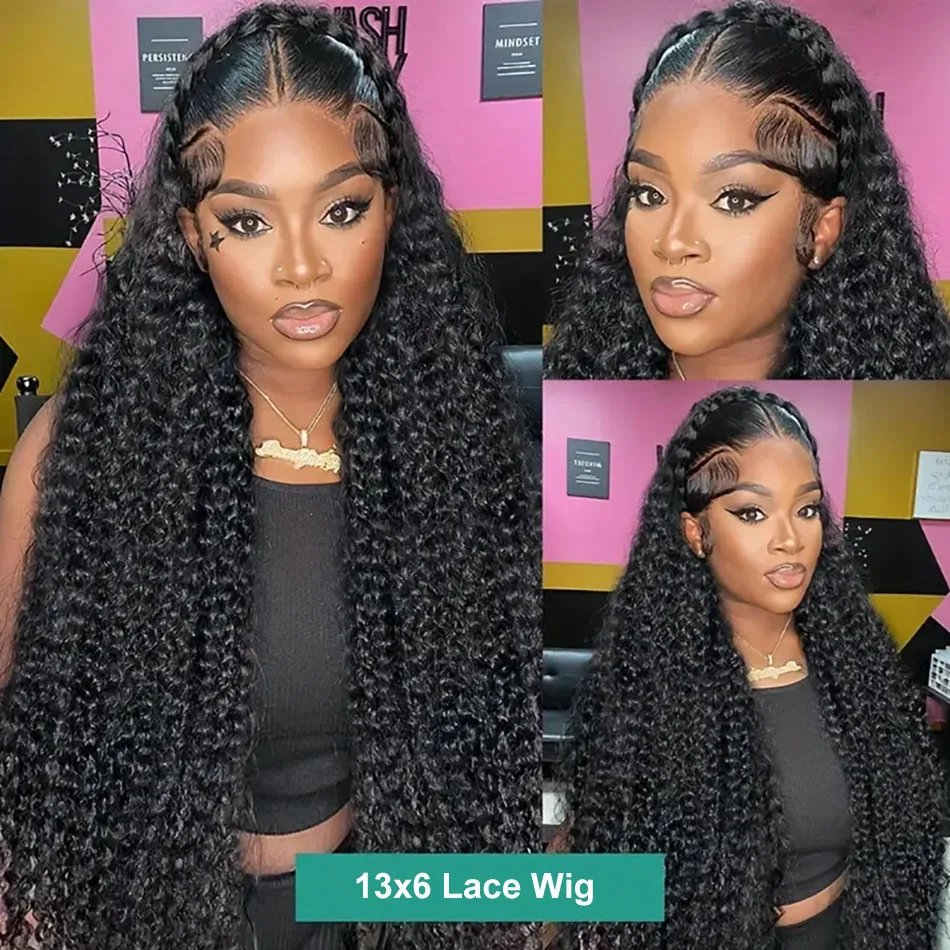 200% 40Inch Long Full Bouncy 13X6 HD Lace Frontal Wig Jerry Curly Lace Front Human Hair Wigs Water Wavy Curly Frontal Wigs