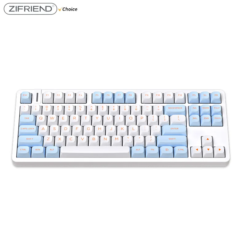 ZIFRIEND G87 Gasket Mechanical Keyboard 87 Keys White Light Backlit Hot-swappable Gamer Wired Keyboard PBT Keycaps Side Engraved