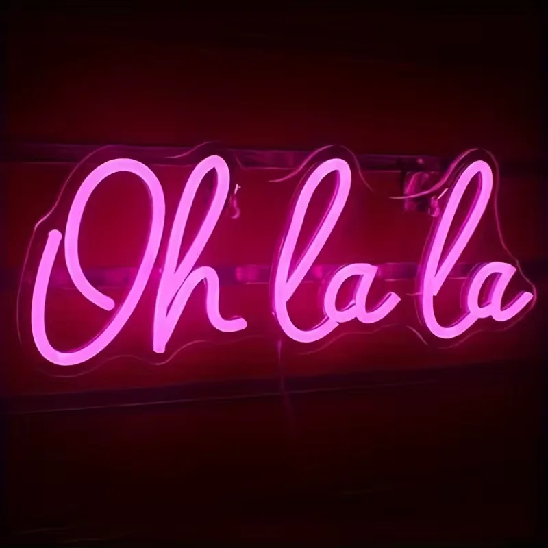 oh-la-la-ネオンサイン、usb電源の壁アート装飾、ピンクの光、バー、寝室、リビングルーム、パーティーの装飾に最適