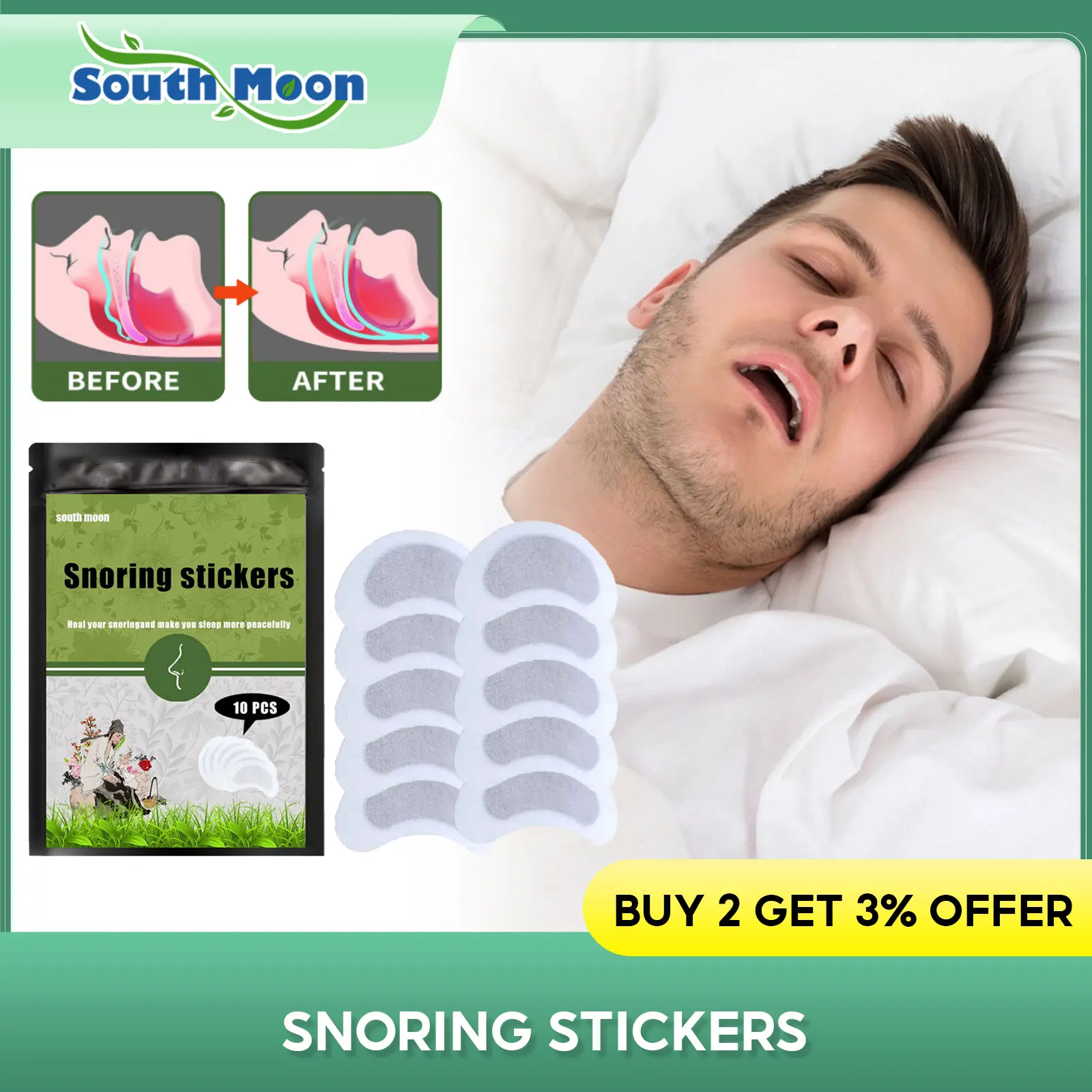 

Anti Snoring Sleep Patch Better Nose Breathing Prevent Apnea Relief Nose Congestion Improve Sleep Quality Reduce Snoring Sticker