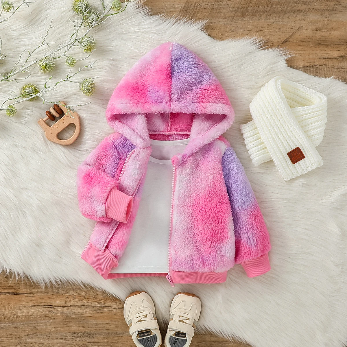 2024 New Style Baby girl Long Sleeve winter Coloful modern stylish Hoodie Zipper Fleece coat