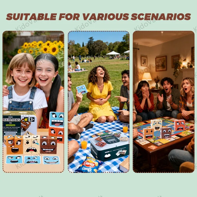 لعبة المكعبات الخشبية المتغيرة للوجه، لعبة ألغاز سطح الطاولة العائلية، تحدي بطاقة المطابقة، هدية حفلة ممتعة للأطفال #5