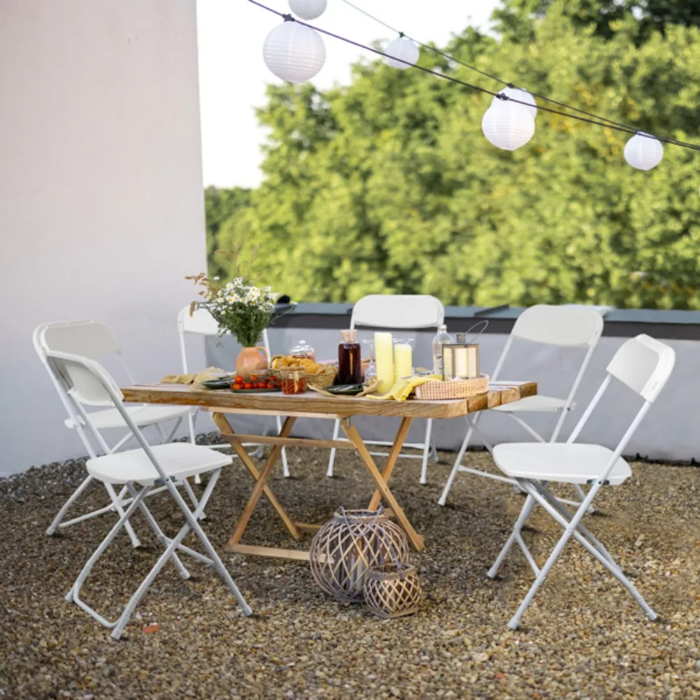

6pcs Injection Molding Classic Garden Plastic Folding Chair White for Conferences parties commercial events