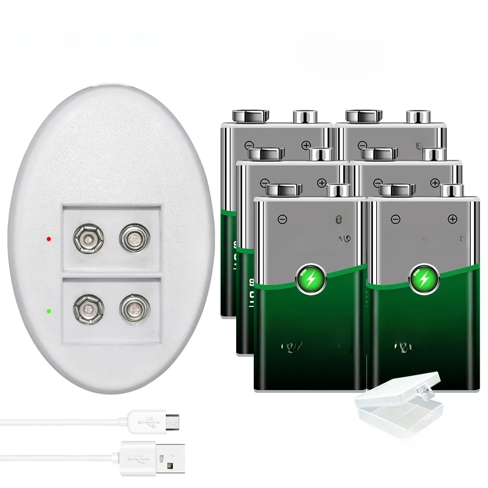 Palo 2-8 szt. Akumulator 9 V 6f22 9 V Nimh wstępnie naładowany Batteri korona Krone 300mah + szybka ładowarka Usb Smart — zdjęcie 2