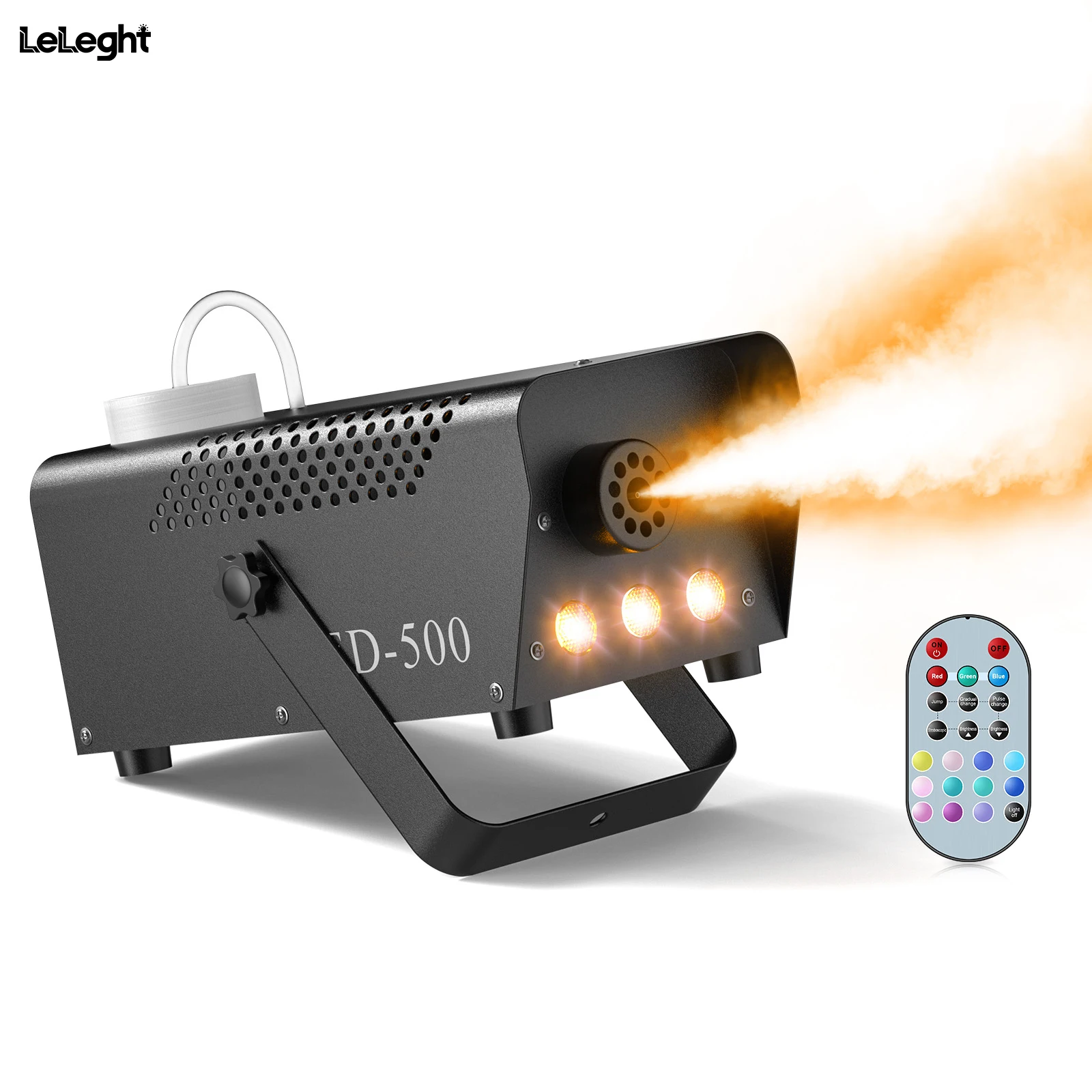 LeLeght 500W RGB LED Colorful Smoke Machine LED Remote Fogger Ejector for Disco DJ Show Wedding Stage Light Effects Fog Machine