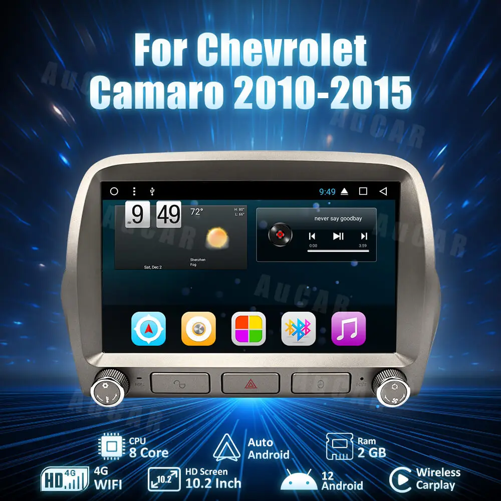 

AuCar 10.2" Android 12 Car Stereo Screen GPS Navigation Car Radio Multimedia DVD Player Head Unit For Chevrolet Camaro 2010-2015