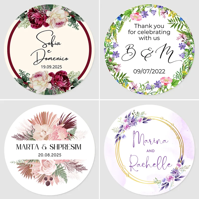 Custom Wedding Favor Stickers,Personalized Round Circle Label Sticker,Waterproof1.5~3inch,Thank You Stickers For Party Favors