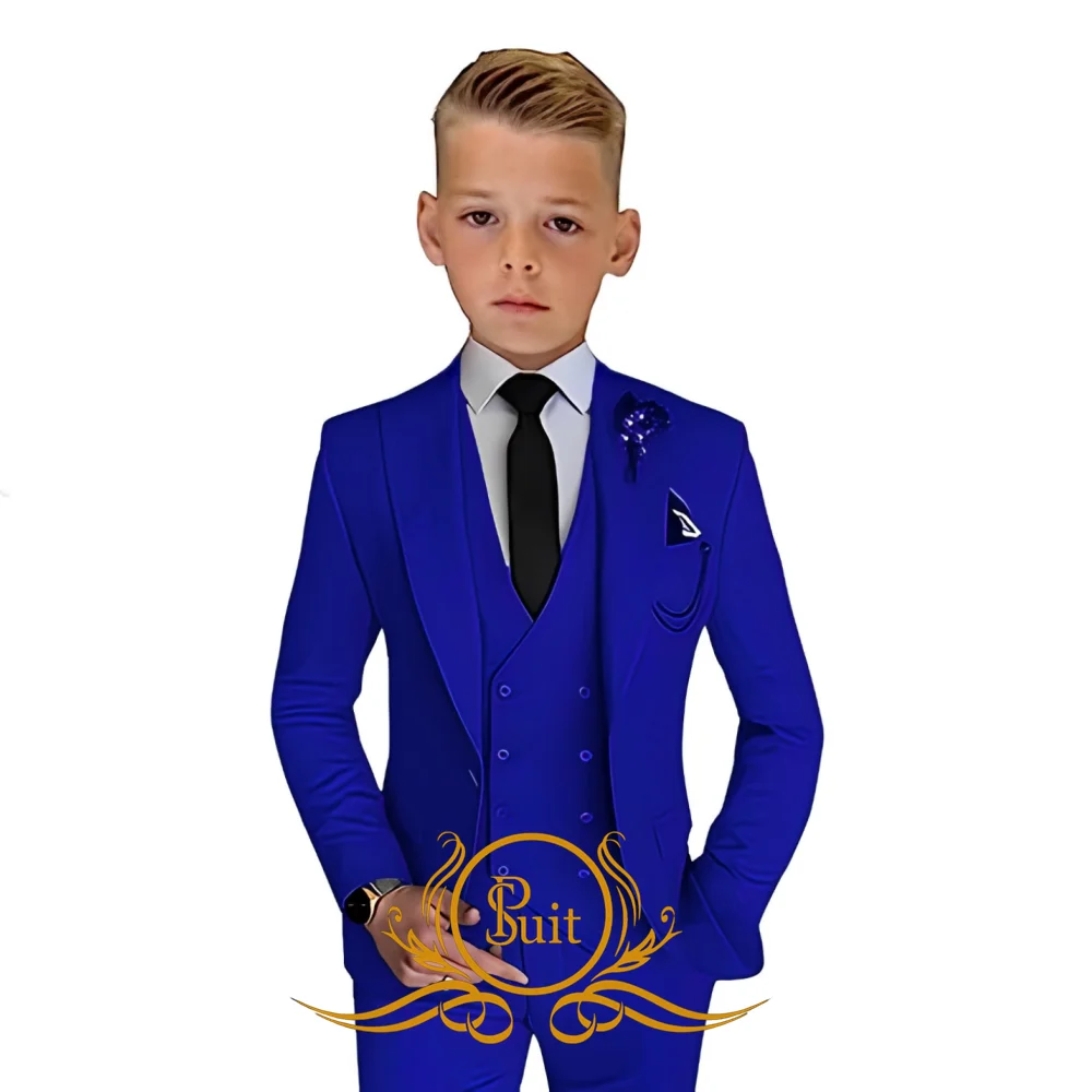 Boys Tuxedo 3-Piece Suit Classic Design Weddings Celebration Party Suits for Children 2-16 Years Old