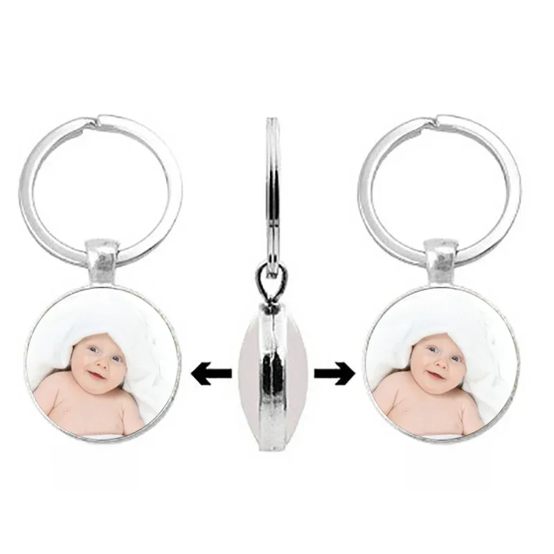 Pendentif personnalisé double face, porte-clés personnalisé pour bébé, Photo maman papa grands-parents, les parents aiment un cadeau pour membre de la famille