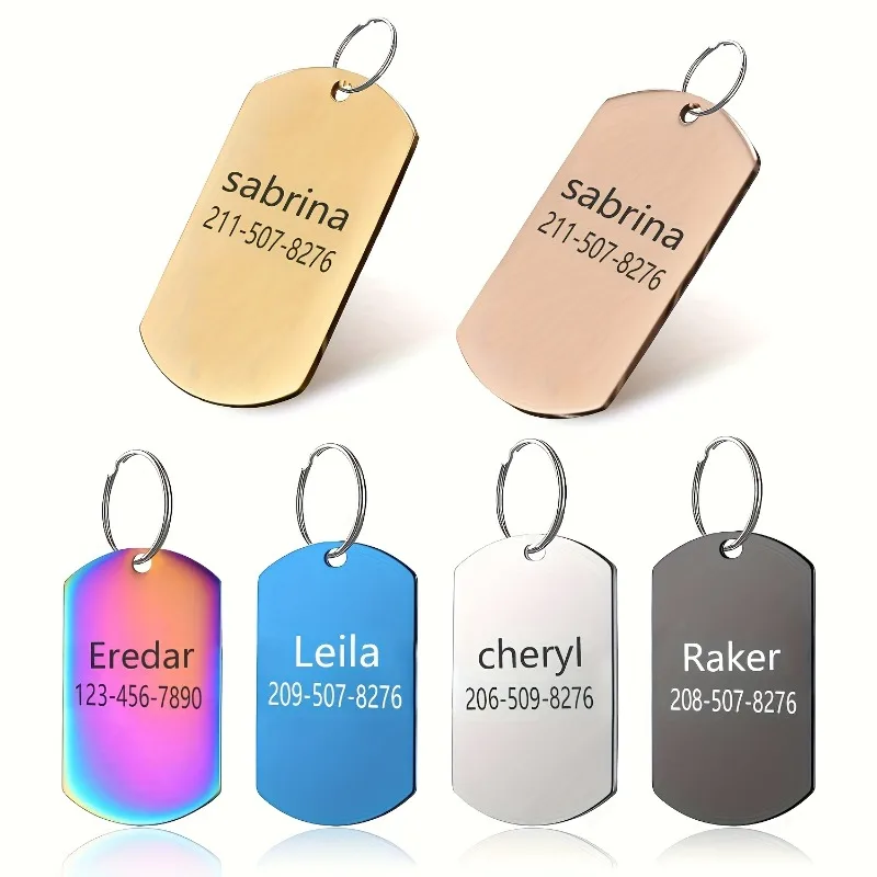 Placa de identificación para perros, grabada con teléfono