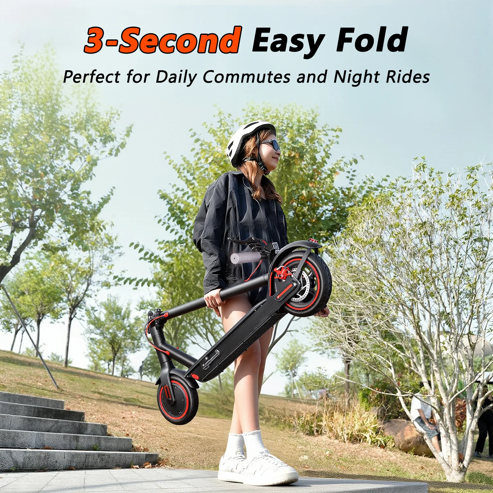 SUNNIGOO-patinete eléctrico para adultos, 36V, 10,4Ah, 350W, Motor de 30KM de largo alcance, 30 KM/H, neumáticos sólidos de 8,5 pulgadas, aplicación inteligente plegable, EScooter 6