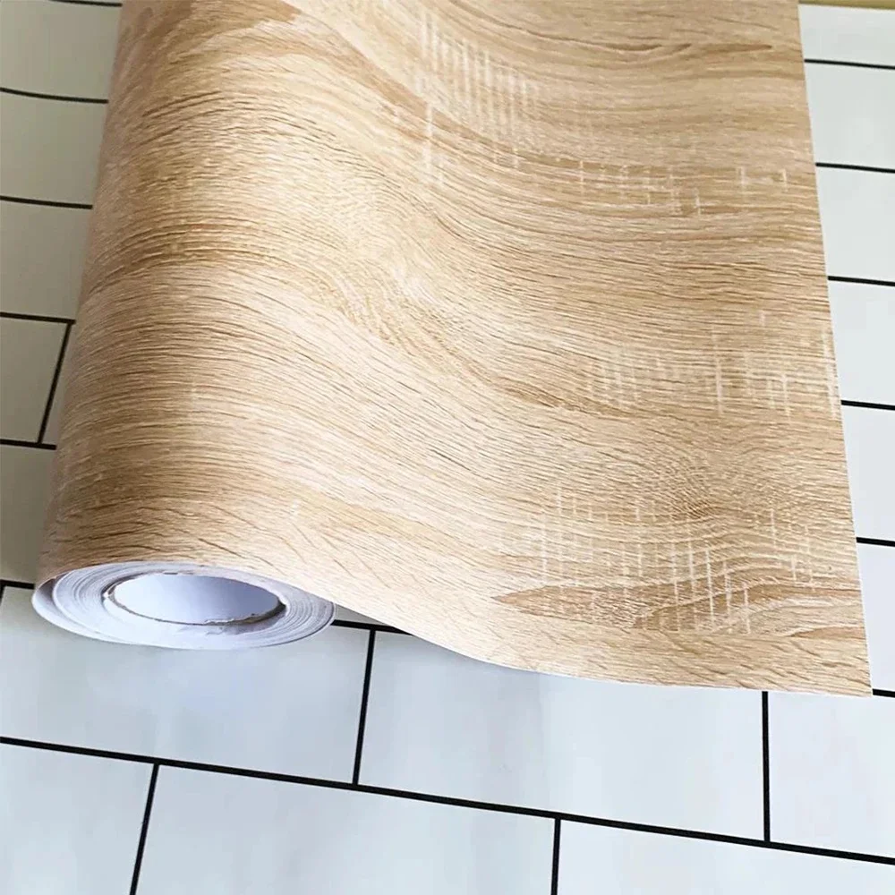 Houten behang, zelfklevend vinyl, klassiek verwijderbaar contactmuurstickerpapier voor renovatie van de garderobe op aanrecht - afbeelding 2