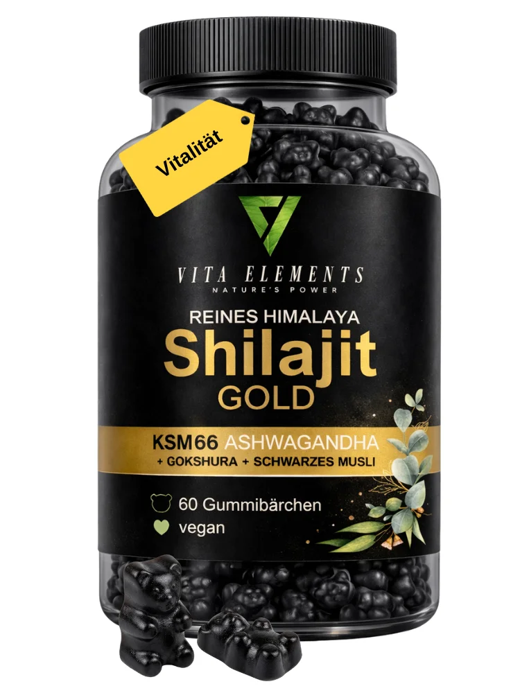 Himalaya Shilajit Gold Gummibärchen | Laborgeprüft in Deutschland | Nahrungsergänzungsmittel | 60 Gummibärchen | Vegan | Ohne Gentechnik