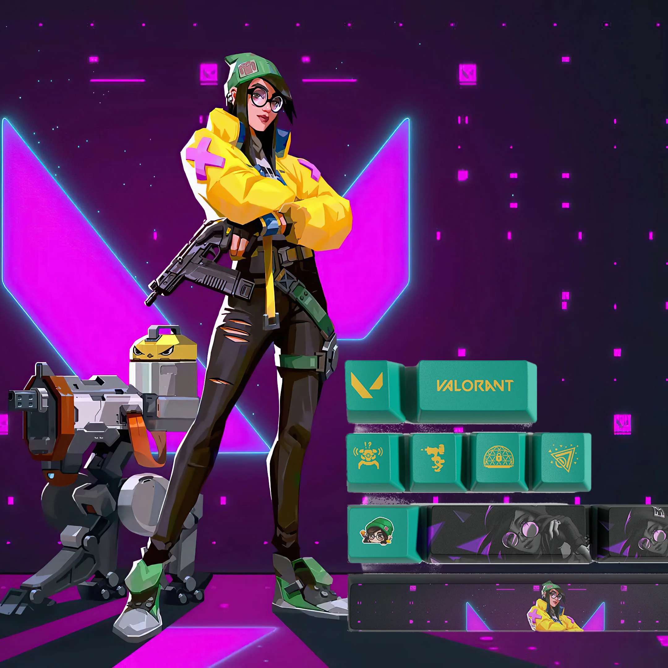 Valorant Keycaps Killjoy OEM Profile 10Keys PBT Dye Sub Keycaps