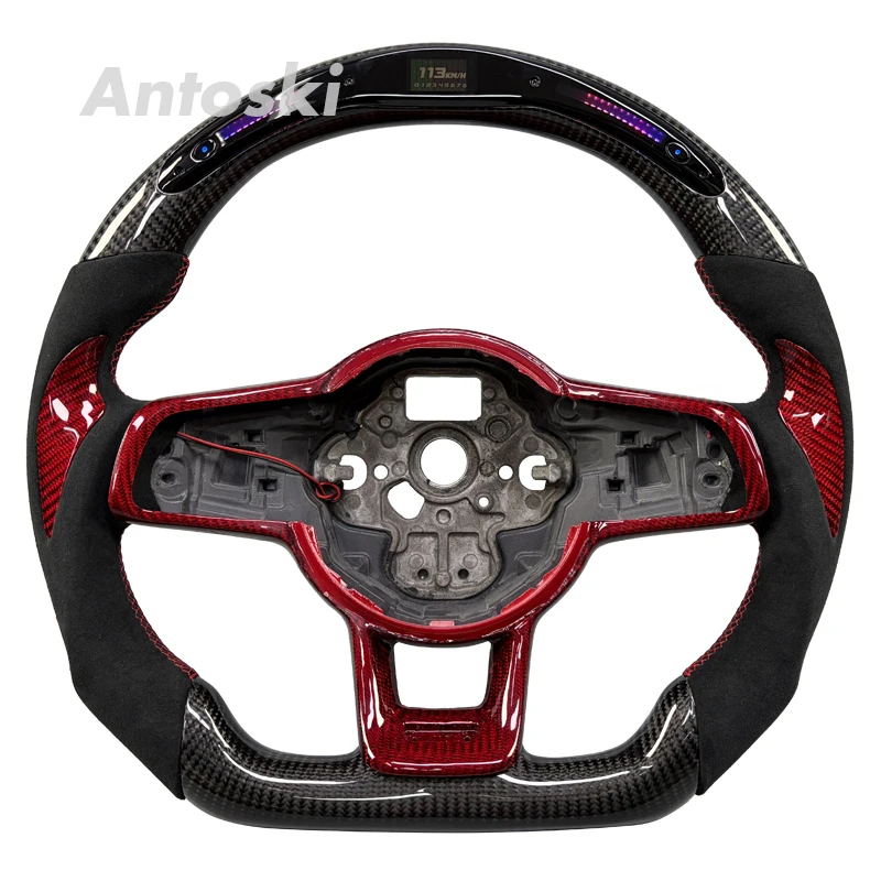 

Персонализированный руль из углеродного волокна для Volkswagen Golf MK7 MK8 Golf 7 GTI Polo GTI R на заказ с умным светодиодным дисплеем