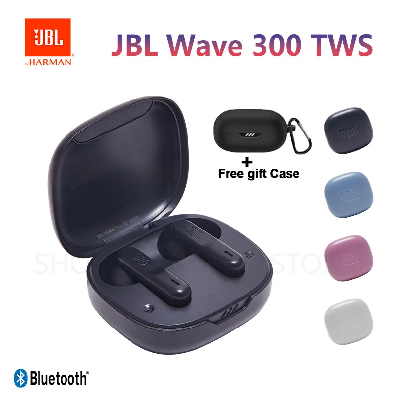 Original JBL Wave 300TWS Wireless Bluetooth Headphones Music Gaming Headset W300 Sports Running Earphone with Mic + Free Case