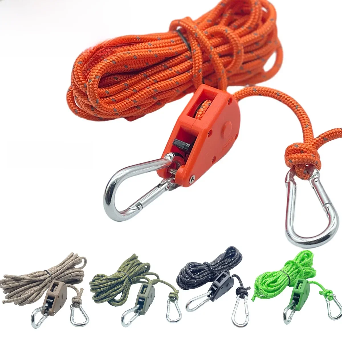 6 Stuks Reflecterende Camping Tent Touw Tie Down Fastener Vaste Gesp Katrol Spanner Ratel Hangers Luifel Wind Touw Outdoor - afbeelding 2