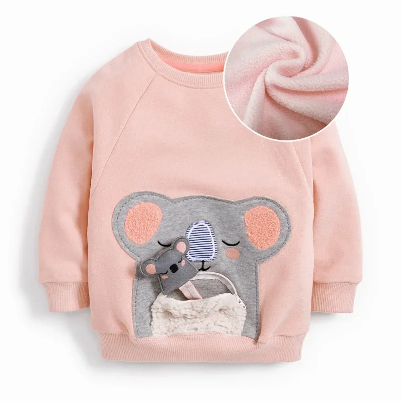 Sprung meter 2-7t Tiere Mädchen Sweatshirts mit Fleece in warmer Kinder kleidung heiß verkaufen Baby